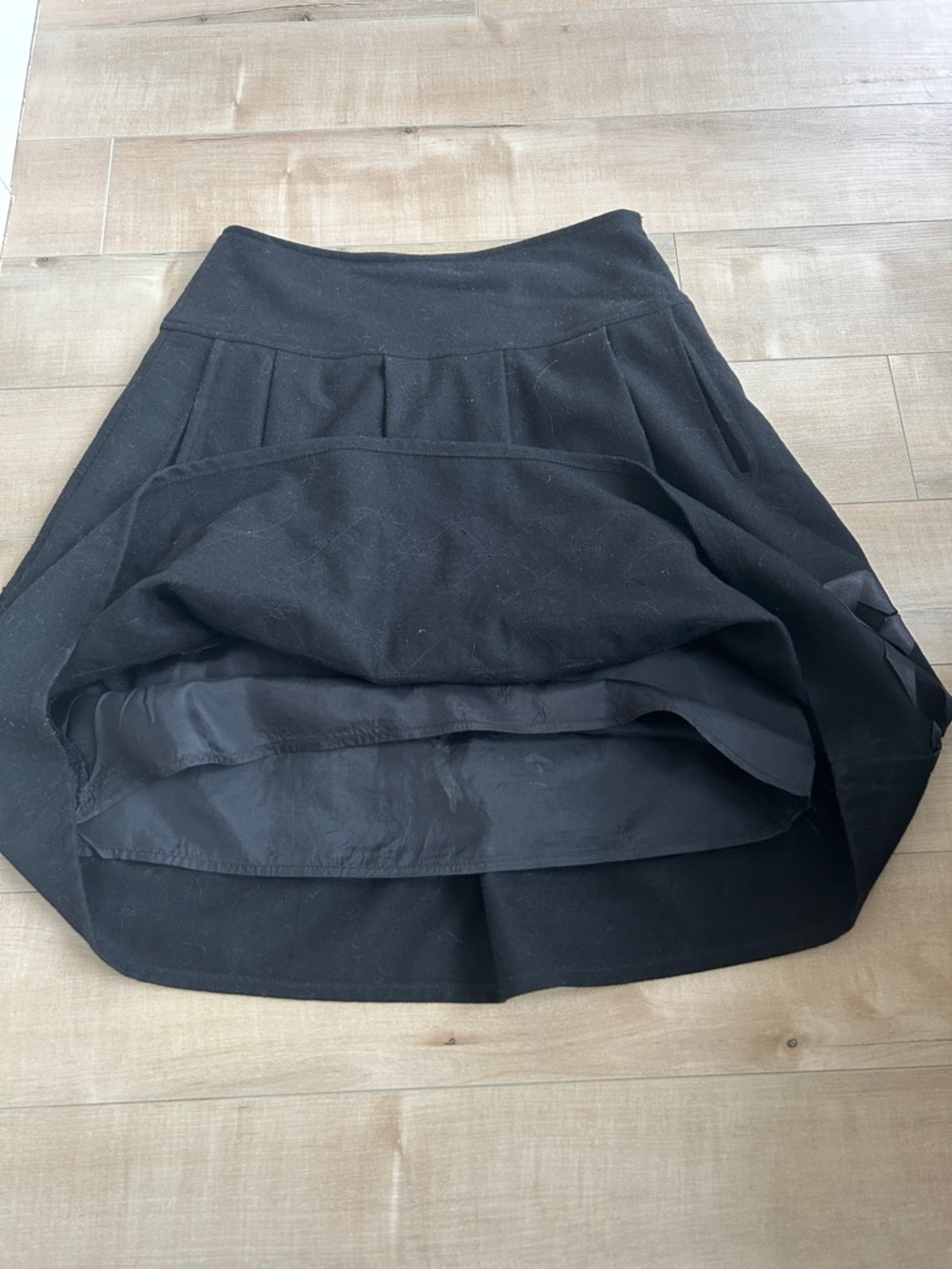 Black A-Line Skirt with Satin Geometric Trim - Picture 4 of 4